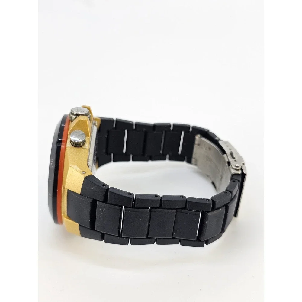 Men's Analog Digital Watch 45MM Day/Date Black Gray Bracelet Band 7